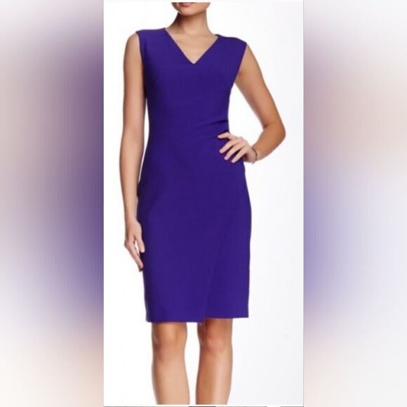 NWT Diane Von Furstenberg Side Ruched Sleeveless Knee Length Sheath Dres… - Picture 2 of 5